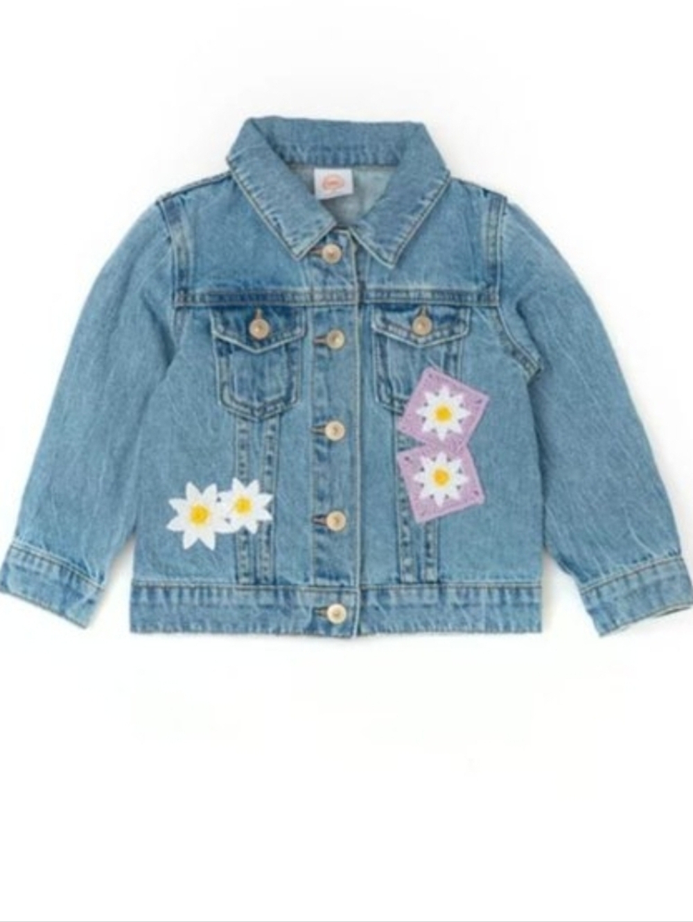 Wonder Nation Baby Girl Denim Jacket With Embroidered Flowers ~ EUC ~ 12 mos